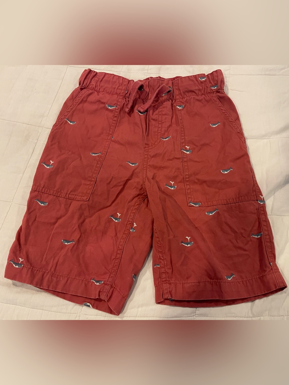J Crew CrewCuts Dark Coral Whale 100% Cotton Shorts Boys Sz 10 Spring 2017 Kids